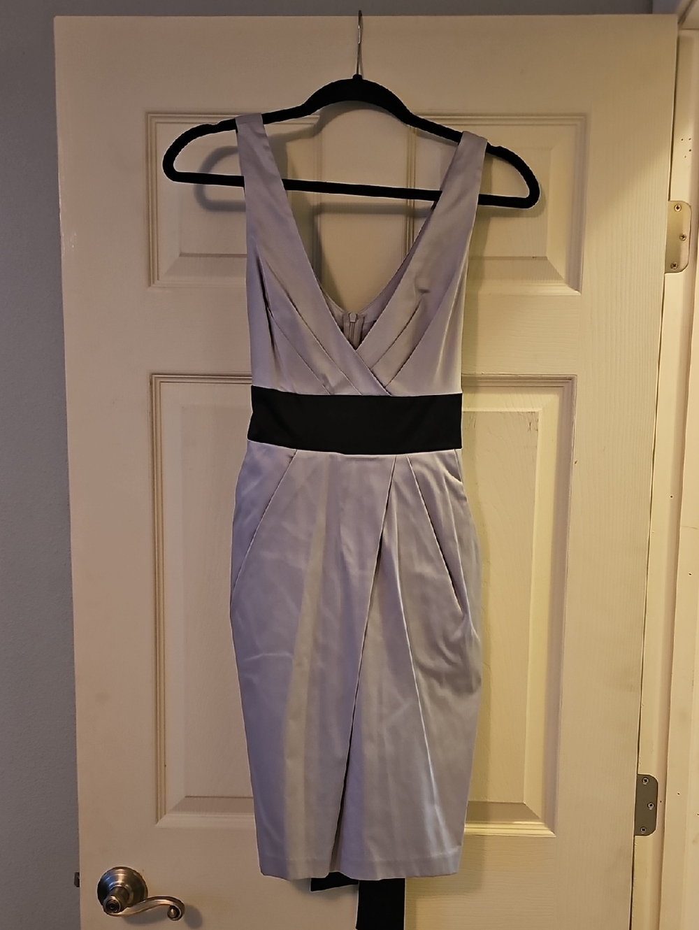 City Triangles Grey Sheath Dress with Black Waistband